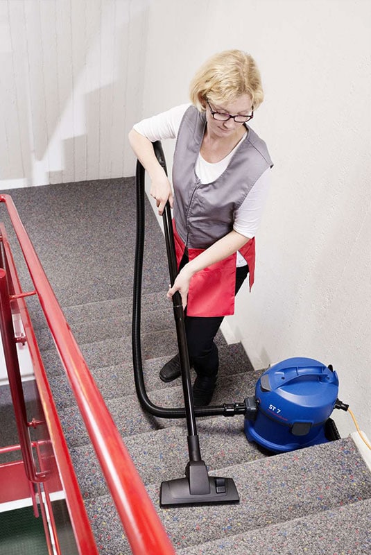 Contract cleaner stairway cleaning